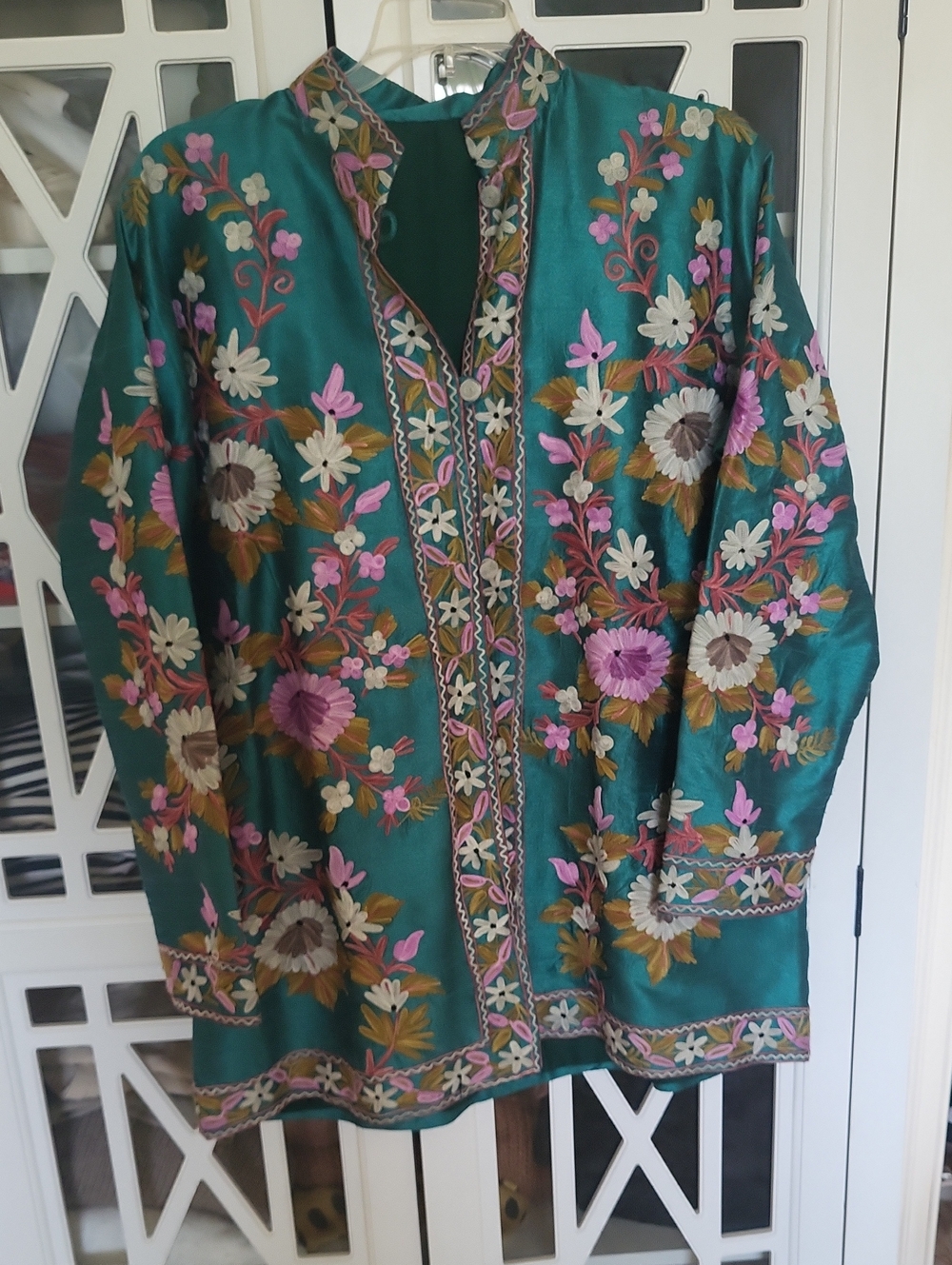 Source Unknown Teal Floral Embroidered Jacket